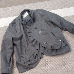 Oleg Cassini Ruffles Wool Blend Jacket